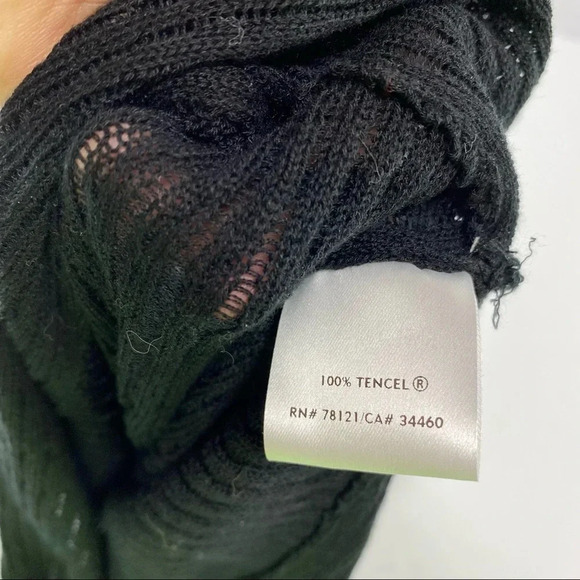 Eileen Fisher Women's Small Black Semi-Sheer Knit Sweater Short Sleeve - Picture 6 of 7